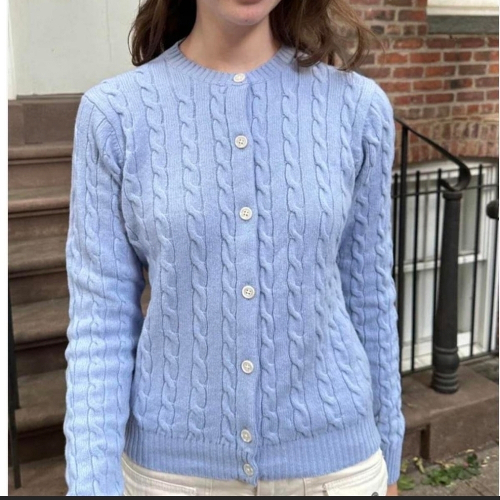 Brandy Mellville Olsen Wool Cable Knit Cardigan